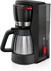 Bosch MyMoment TKA6M273 Machine à expresso à filtre, carafe thermique 1 L, 8-12 tasses, système anti-goutte, porte-filtre rotatif, programme de détartrage, réservoir d'eau amovible, 1200 W, noir mat