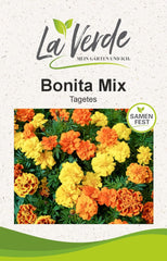 La Verde MON JARDIN ET MOI. Tagetes Bonita Mélanger les graines de fleurs pendant env. 100 plantes, soucis à longue floraison, fleurs doubles, graines sans OGM