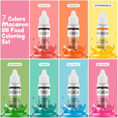 Colorant alimentaire liposoluble 7 couleurs Macaron x 12 ml, colorant alimentaire à base d'huile hautement concentré pour chocolat, colorant alimentaire pour décoration de gâteaux, muffins, pâtisserie, glaçage, fondant