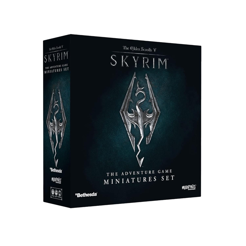 Modiphius The Elder Scrolls : Skyrim – Jeu de société d'aventure – Ensemble de miniatures améliorées | Jeu de société | 14 ans et plus | 1-4 joueurs | Temps de jeu 60-120 minutes, Gris, Rouge