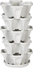 Jardinieră verticală cu 5 niveluri, suprapusă, pentru căpșuni, ierburi aromatice, flori și legume, pentru grădină interioară și exterioară.