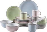 Mäser Geschirr-Set, Steingut Maila Pink/Grau/Blau/Grün, 4-Personen-Set Services de table Naty Shop Grün, Blau, Rosa, Grau