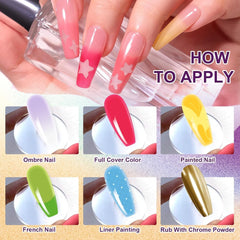 Gel de peinture dégradé, 12 couleurs de vernis à ongles gel ombré avec 100 éponges à ongles et 4 griffes en métal pour manucure française DIY Nail Art, Set I