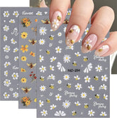 3 pièces Set d'autocollants pour ongles - Autocollants autocollants pour ongles avec fleurs et motifs bien-être - Autocollants pour nail art créatifs - Tatouages et tatouages créatifs