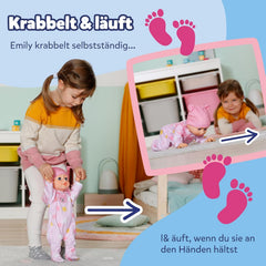 BABY Born Emily Lauf mit Mir - 43 cm Puppe mit elektronischen Funktionen - Krabbel- & Lauflernpuppe mit Soundfunktion - Inkl. rosa Strampler & Mütze - Geeignet für Kinder ab 3 Jahren