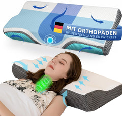 Oreiller pour douleurs cervicales, oreiller orthopédique ergonomique pour le cou, oreiller en mousse à mémoire de forme pour l'abdomen, oreiller anti-ronflement pour hommes et femmes (62 x 34,5 x 12/8 cm) Oreillers orthopédiques cervicaux Naty Shop Titre par défaut