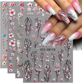 JMEOWIO 3D Nail Art Autocollant Fleur Nail Art Autocollant Selbstklebend Nagelaufkleber 5D Stéréoscopique Frühling Sommer Floral Décoration Nageldesign Zubehör 4 Blatt