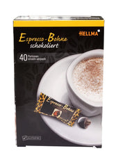 Hellma Espresso Beans in Dark Chocolate - 40 grains enrobés de chocolat individuellement - 1,1 g chacun - Boîte de rangement - Pour cafés et restaurants