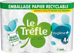 Le Trèfle Papier Hygiène + Toilette, 6 rouleaux, 4 forces (paquet de 2)