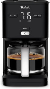 Espressor Tefal Smart'n Light cu temporizator, espressor cu filtru programabil 1,25 l, funcție de aromă pentru o aromă intensă, funcție de menținere la cald, anti-picurare și ușor de curățat, negru