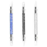 3 pièces Nagel Pinsel Silicone, Nagelkunst Skulptur Stift, Double Köpfe DIY Maniküre Werkzeug, Strassstein Picker, Gel Schnitzen Pinsel For Design, Shaping Drawing Carving Nagelfolie