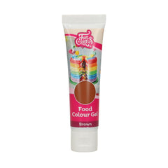 Colorant alimentaire Funcakes, gel marron : Colorant alimentaire très concentré pour pâte, crème, fondant et pâte d'amande. Dosage facile. Une seule goutte pour créer des couleurs vibrantes. Halal. 30g.