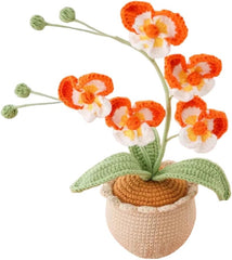 Handgefertigte Gehäkelte Phalaenopsis-Orchidee Topfpflanzen Gestrickte Künstliche Orchidee Phalaenopsis Blumen Mit Exquisitem Topf Für Weihnachten Geburtstag Abschluss Geschenke Für Frauen