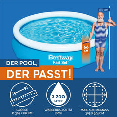 Piscină BESTWAY Fast Set 305x76 cm, fără pompă