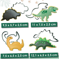 ScrapCooking – 4 Forme de Biscuiți cu Dinozauri – Forme de Biscuiți Metalice – Forme de Dinozauri pentru Torturi Mici – Accesorii de Coacere pentru Decorațiuni de Zi de Naștere, Animale din Junglă – 2085
