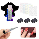 100 pièces modèles de modelage d'art d'ongle auto-adhésifs avec 4 feuilles de tampons adhésifs transparents et 3 limes à ongles accessoires d'extension d'ongles en gel pour ongles artificiels