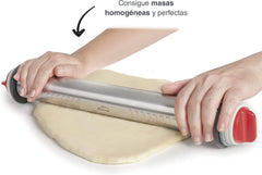 - 67143 - Rouleau d'essuie-tout Amasar, 4 disques amovibles, acier inoxydable, repères de mesure gravés, toutes les mesures, 41,5 cm, passe au lave-vaisselle, gris