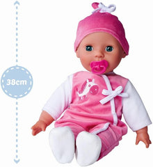 Simba 105140489 - Poupée Laura Baby Talk, poupée au corps doux de 38 cm avec des yeux endormis dans une jolie combinaison, 24 sons de bébé, poupée de jeu, poupée bébé, à partir de 2 ans
