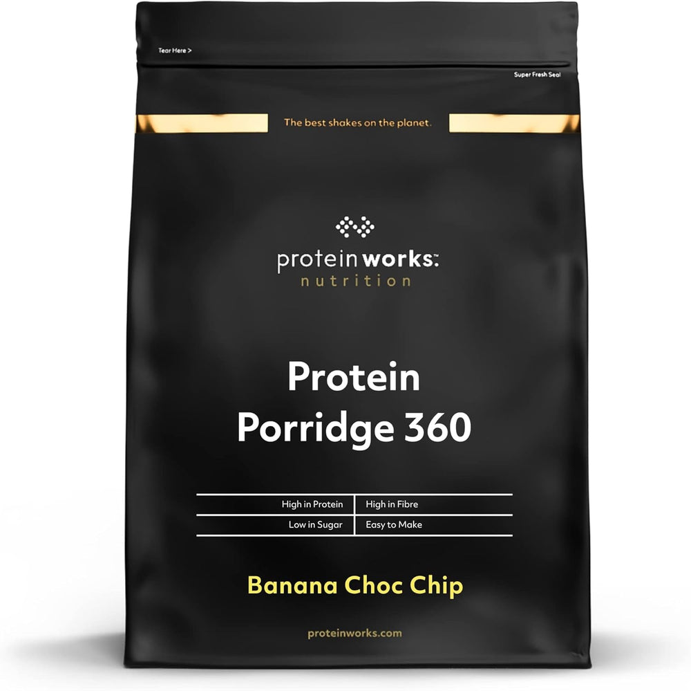 Protein Works - Porridge protéiné 360 | Mythe Vitamines et minéraux supplémentaires | Proteinreiches Frühstück | Kalorienarme Haferflocken | 6 portions | Banane-Choco-Chip | Titre par défaut de 500G de céréales Naty Shop