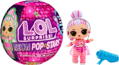 MDR. Surprendre! Neon Pop Stars Tots - 1 poupée surprise magique à lumière noire, emballage aveugle, 7 poupées à collectionner, chacune avec des autocollants et des accessoires néon, cadeau pour les enfants à partir de 4 ans Naty Shop Dolls Titre par défaut