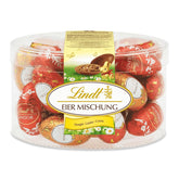 Asortiment de ouă de ciocolată Lindt | Pungă de 450 g | 9x Ciocolată cu lapte LINDOR, 8x Nuga, 8x Cresta | Varietate de ouă de ciocolată colorate pentru Paște | Ciocolată de Paște | Cadou de ciocolată | Ouă fine de Paște