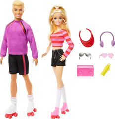 Barbie Fashionistas Coffret avec 2 poupées mannequins et 6 accessoires, poupées mannequin Barbie et Ken sur roulettes, figurines à collectionner du 65e anniversaire, poupées HXK90 Naty Shop