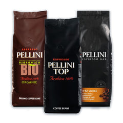 Coffret de dégustation Pellini en grains de café, bio, Vivace, 3 paquets de 500g chacun (1,5 kg)