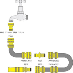 Connecteur de robinet à emboîtement | Diamètre 20-30 mm | Laiton massif | Sûr et durable | Fixation sécurisée | Robuste et résistant à la corrosion, noir/argent/or