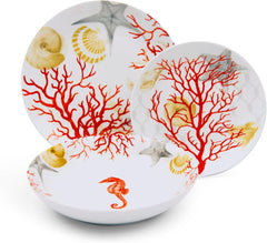 Service de table Excelsa Coral, 18 pièces, porcelaine, rouge