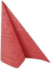 50 Serviettes Premium "Collection ROYAL" Pliage 1/4 40 cm x 40 cm Rouge Haute Qualité "Ornements" (Lot de 2)