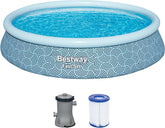 Set piscină gonflabilă Bestway Fast Set, rotundă, 396 cm x 396 cm x 84 cm, gri