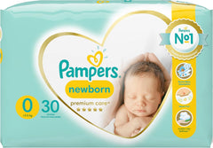 Scutece Pampers Mărimea 0 (<3 kg), Scutece Premium Care, 30 bucăți, Cel mai bun confort și protecție pentru pielea sensibilă de la Pampers