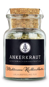 Ankerkraut Mediterranean Knoblauchbutter Gewürz, 85g dans un verre en liège, sans sucre, ingrédients naturels pour le beurre, idée cadeau, grillades entre amis et en famille, qualité supérieure sans gluten