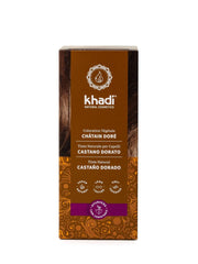khadi GOLDBRAUN culoare de păr din plante, culoare de păr de la chihlimbar strălucitor la maro auriu catifelat și strălucitor, culoare de păr naturală 100% pe bază de plante, naturală și vegană, produse cosmetice naturale certificate, 100g Vopsea pentru par Naty Shop