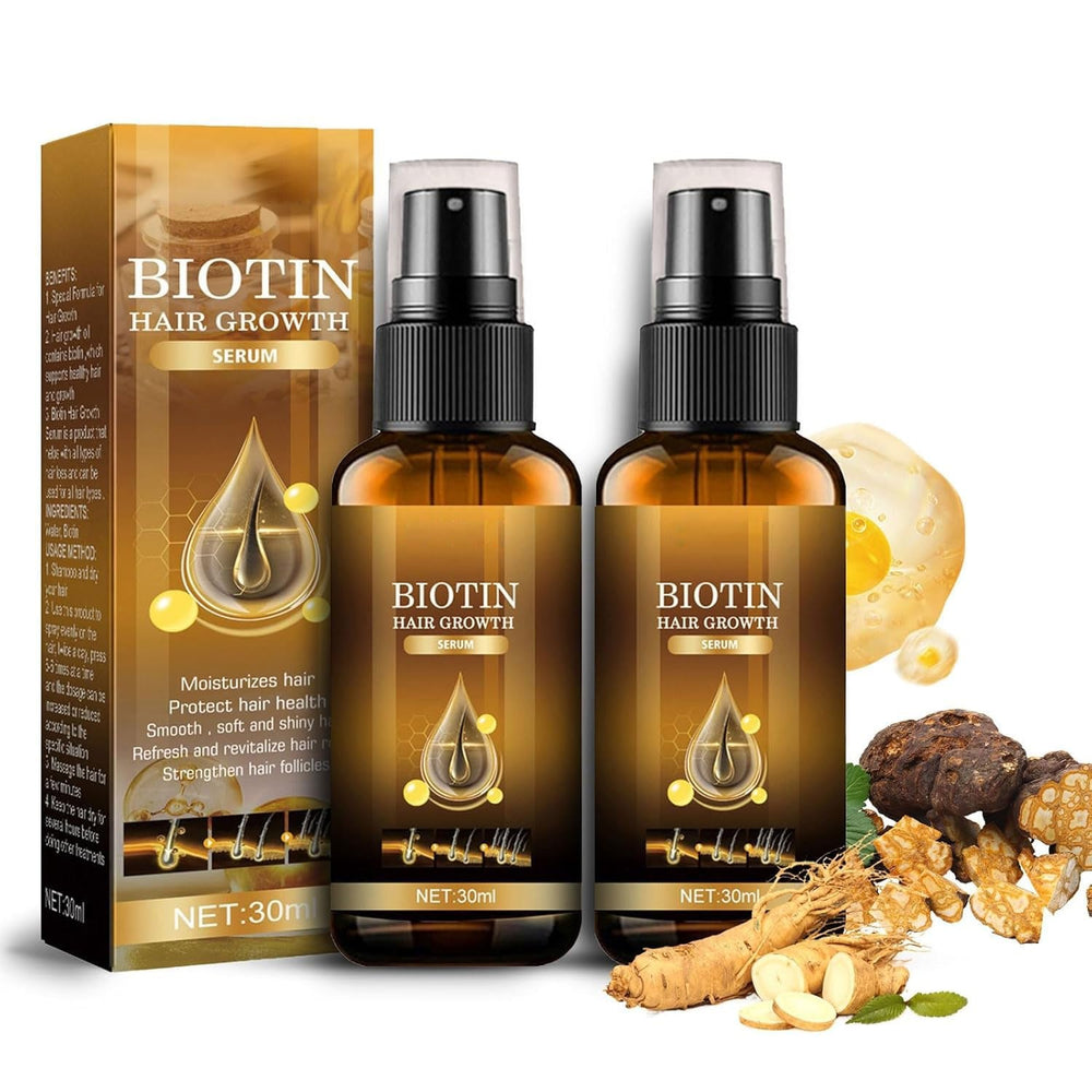 Sérum capillaire à la biotine, 2PCS Spray pour la croissance des cheveux Accélérer la croissance des cheveux Sérum Biotine pour la croissance des cheveux Spray pour la croissance des cheveux, soin des cheveux pour cheveux fins et secs, contre la chute des cheveux (M-2pcs) Soins capillaires Naty Shop 15 ml (paquet de 2)