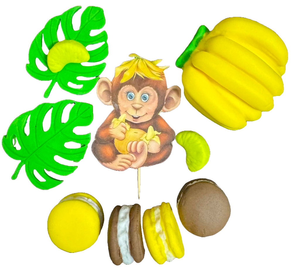 Set 10 decoratiuni comestibile din zahar, Maimuta Decoratiuni din Pasta de Zahar Nati Shop