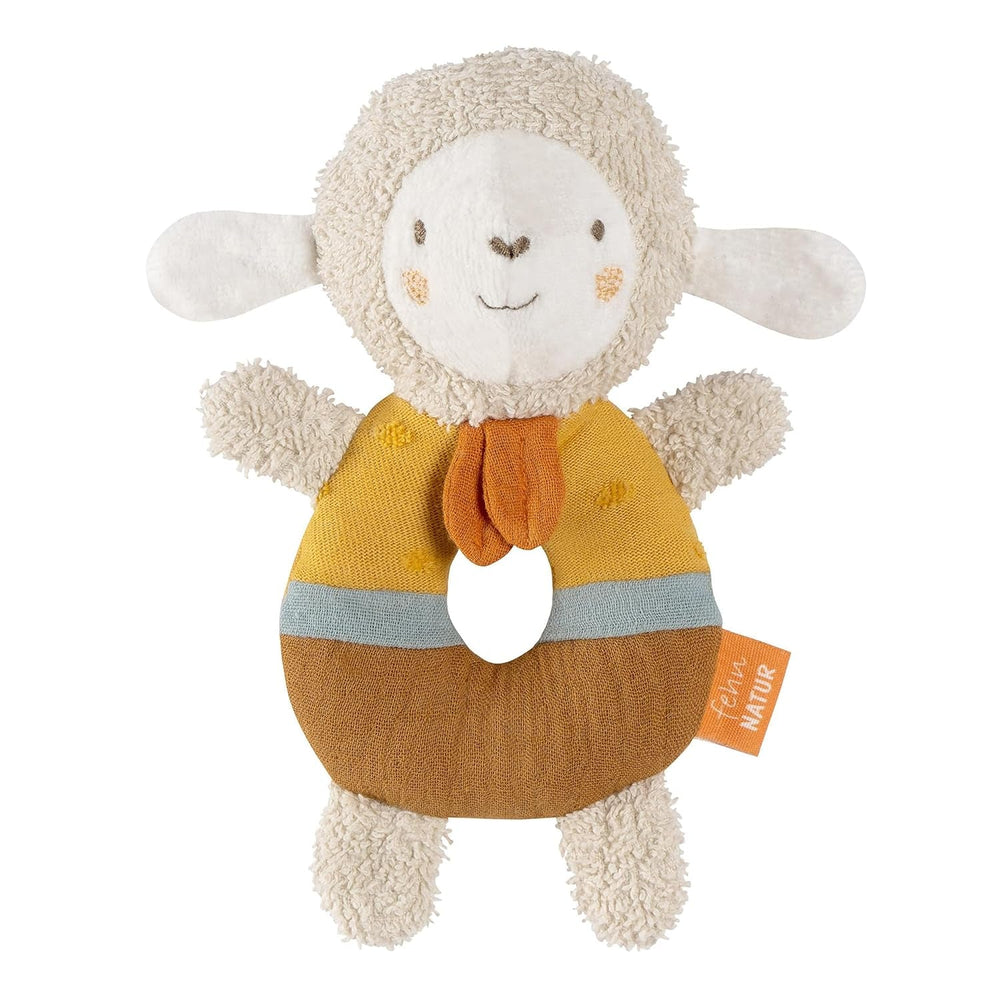 Fehn bébé anneau de préhension mouton jouet fehnNATUR - peluche avec coton biologique - jouet pour bébé avec clochette et jouet d'apprentissage ludique - jouet de préhension pour bébés et jeunes enfants à partir de 0 mois Jouets pour bébés Naty Shop Nature Mouton
