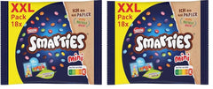 Pungi Nestlé SMARTIES Mini XXL, linte colorată cu ciocolată, ideale pentru a fi împărțite și gustate cu familia și prietenii, culori naturale, ambalaj reciclabil, pachet de 2 (1 x 259g)