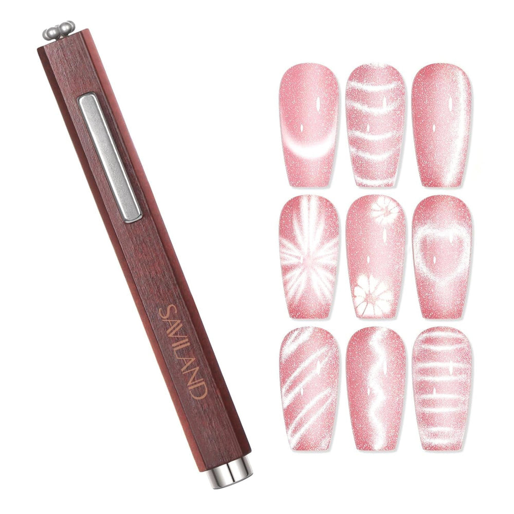 SAVILAND 4X Hochfester Cat Eye Magnet Für Nagel: 3-In-1 Nagel Magnet Rund Lange Streifenperle N35 Neodym Ultra Starker Magnet Für Nagellack Präzise 3S Formung Cat Eye Gel Nagellack Magnet Magnetstift