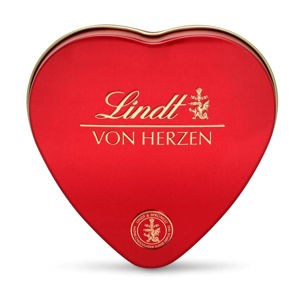 Lindt Ciocolată din Inimă | 30 g | 6 praline în varietățile Marc de Champagne, Coeur à l'Orange, Ciocolată cu Lapte Crocantă, Marțipan cu Portocale într-o frumoasă cutie în formă de inimă | Cadou de ciocolată | Cadou de ciocolată