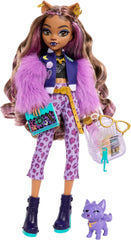 Poupée Monster High Clawdeen Wolf avec Crescent Dog et accessoires comme un sac à dos, un calendrier, des collations et plus encore, HRP65 Naty Shop Dolls Crescent Dog