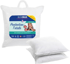 Bleu Câlin lot de 2 oreillers anti-acariens, anti-insectes, confort moelleux, 60 X 60 Cm, housse microfibre, protection intégrale, oreillers standard Naty Shop blanc 60X60 Cm
