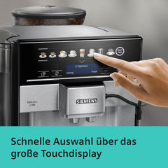 Espressor automat Siemens EQ.6 plus s700 TE657503DE, pentru multe specialități de cafea, spumator de lapte, râșniță ceramică, funcție dublă de cafea, anticalcar, curățare automată cu abur, 1500 W, oțel inoxidabil
