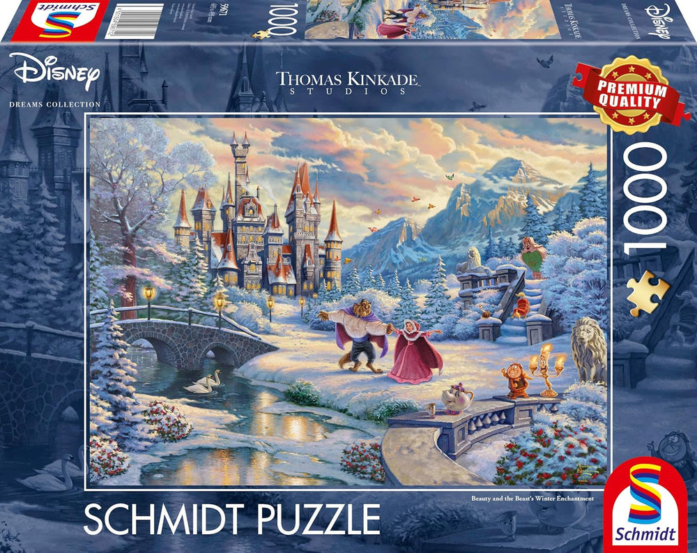 Schmidt Spiele 59671 Thomas Kinkade Disney La Belle et la Bête Soirée d'hiver magique Puzzle 1000 pièces Naty Shop Single