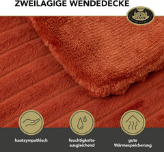 Gözze - Pătură confortabilă și moale în aspect corduroy, 1620G/bucata, 150 X 200 Cm - scorțișoară Paturi si Cuverturi Besuche den Gözze-Store