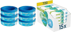 Boîte de recharge 2320 Plus 2017 (paquet de 6) et boîte de lingettes humides Pampers Harmony Aqua Baby, 720 lingettes (15 x 48), protection douce de la peau avec 99 % d'eau