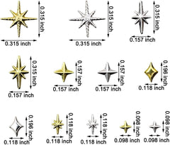 120 pièces breloques à ongles étoile or-argent étoile Y2K ongles breloques à ongles étoile en métal tailles mixtes vis à ongles étoile conception d'ongles Nail Art breloques étoiles 3D décoration d'ongles breloques à ongles accessoires pour ongles