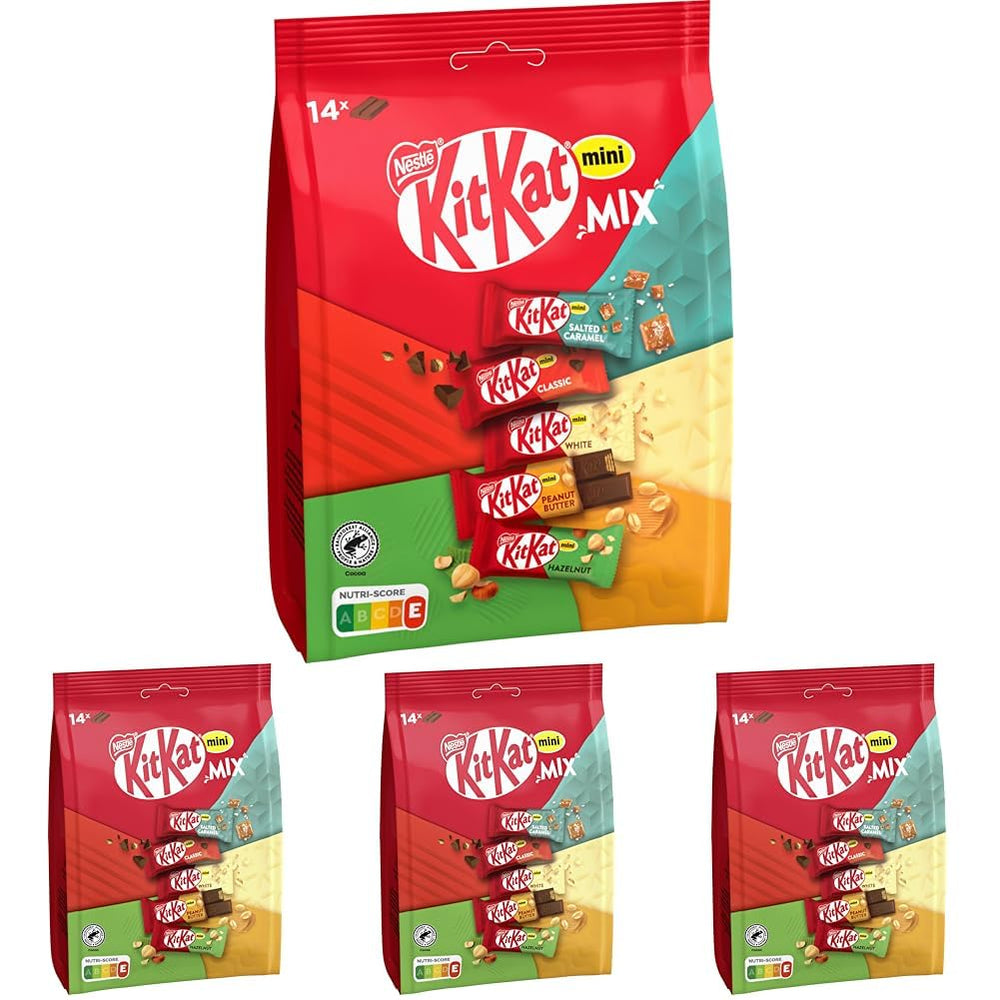 Nestlé Mini Mix Barres de chocolat Cinq délicieuses saveurs 14 barres 4 paquets (1 sachet x 197,4 g)