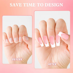 360pcs Ongles Artificiels Ongles Français Moyen Rectangle Faux Ongles Faux Ongles Naturels DIY Faux Ongles Conseils avec Lime à Ongles Presser sur Faux Ongles pour Dames et Femmes