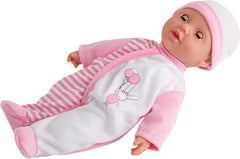 Simba 105140020 - Poupée au corps doux My Love Baby Talk avec des yeux endormis dans une jolie robe qui fait 24 sons de bébé Poupée bébé de 30 cm à partir de 2 ans Blanc Rose Naty Shop Dolls